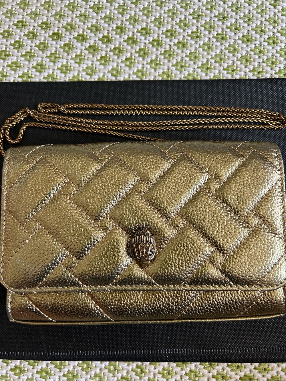 Kurt Geiger Metallic Gold/Copper Quilted Crossbody purse with Chain